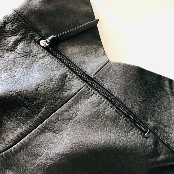 VINTAGE NYC Perlina Black Leather Shoulder Bag EUC - Picture 4 of 9